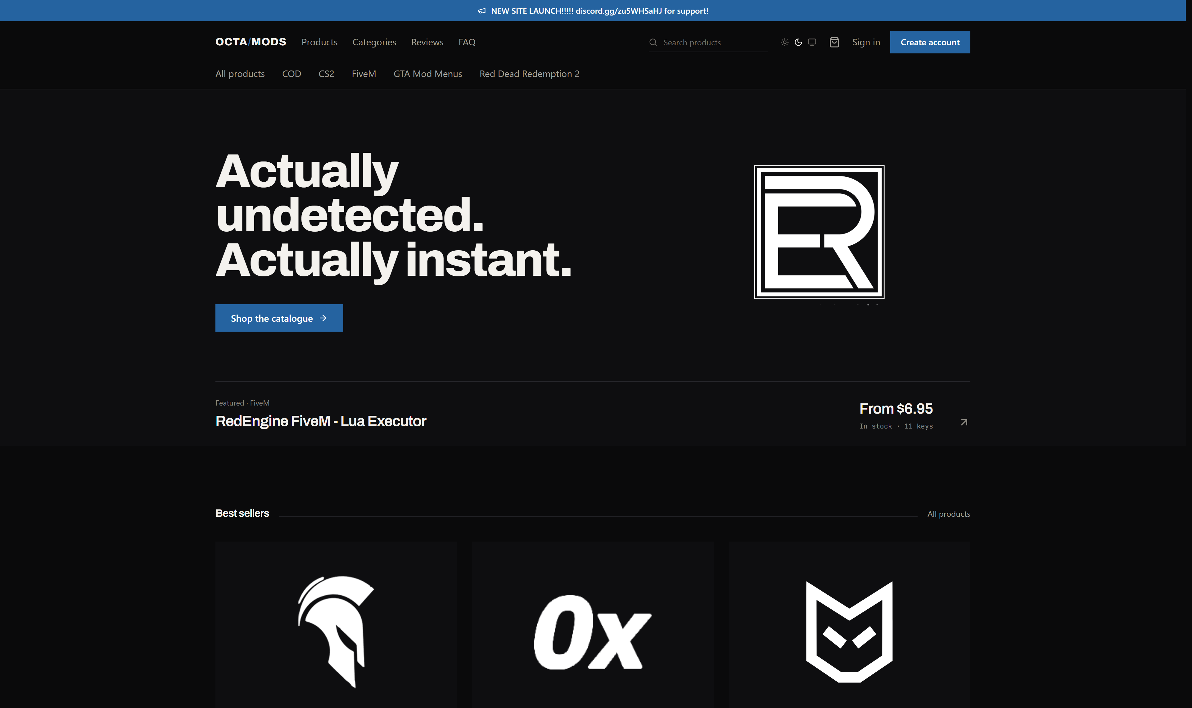 OctaMods digital storefront and mod catalogue platform